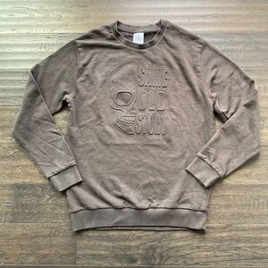 ZARA Sweatshirt Mens Size MD Same Old Story Skull Crewneck